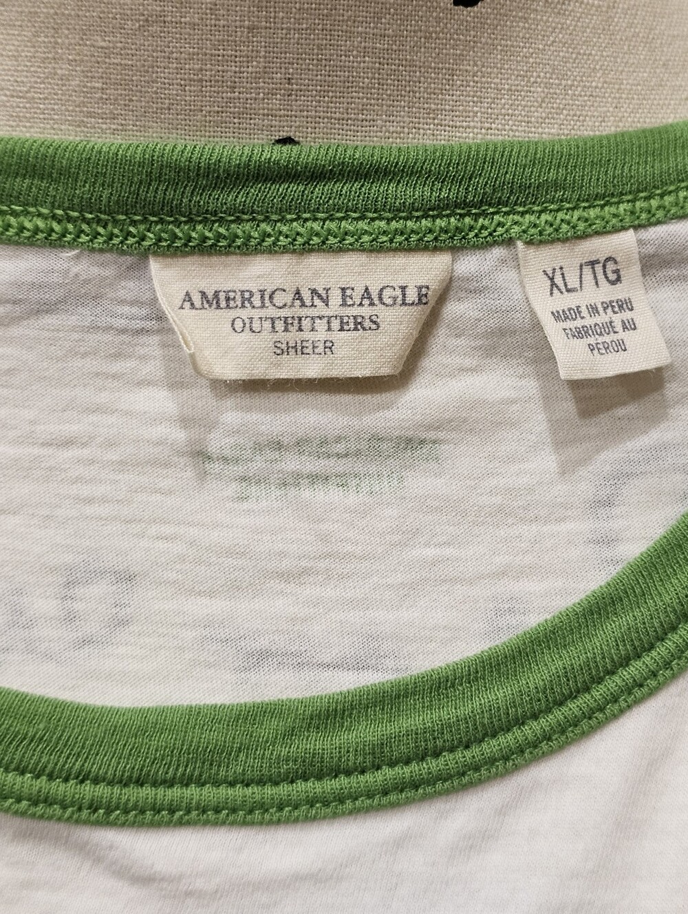 American Eagle White Citrus Graphic Tee with Green Trim - Picture 7 of 7